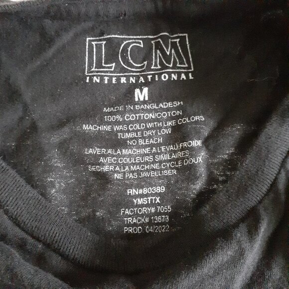 LCM International Men's Size Medium Black Cotton Surfing Skeleton T-Shirt - Picture 3 of 9